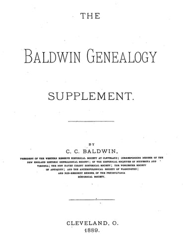 BALDWIN Genealogy Supplement