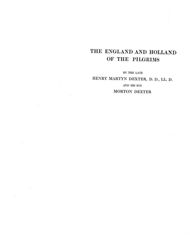 ENGLAND: The England and Holland of the Pilgrims