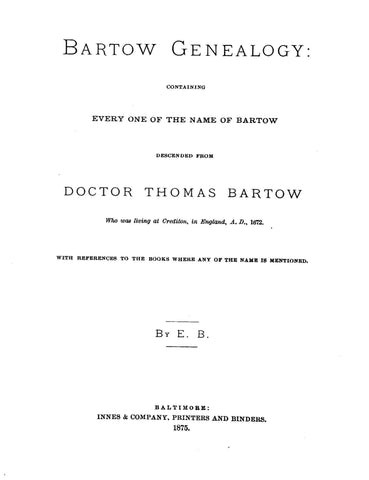 BARTOW GENEALOGY