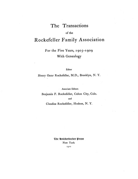 ROCKEFELLER Genealogy – Higginson Book Company, LLC